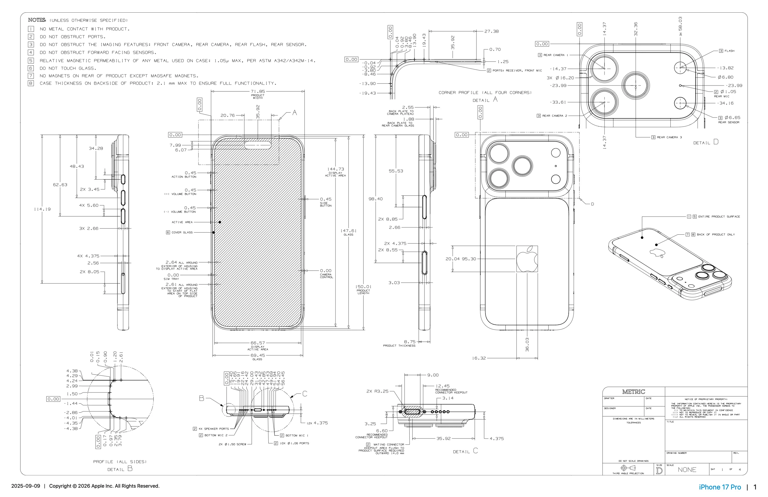 Apple's Dimensional Drawings
