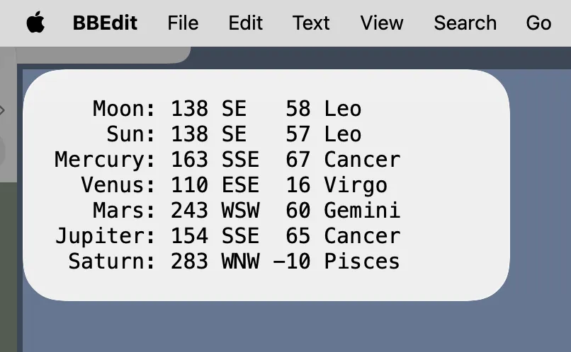 A Planet Position Widget
