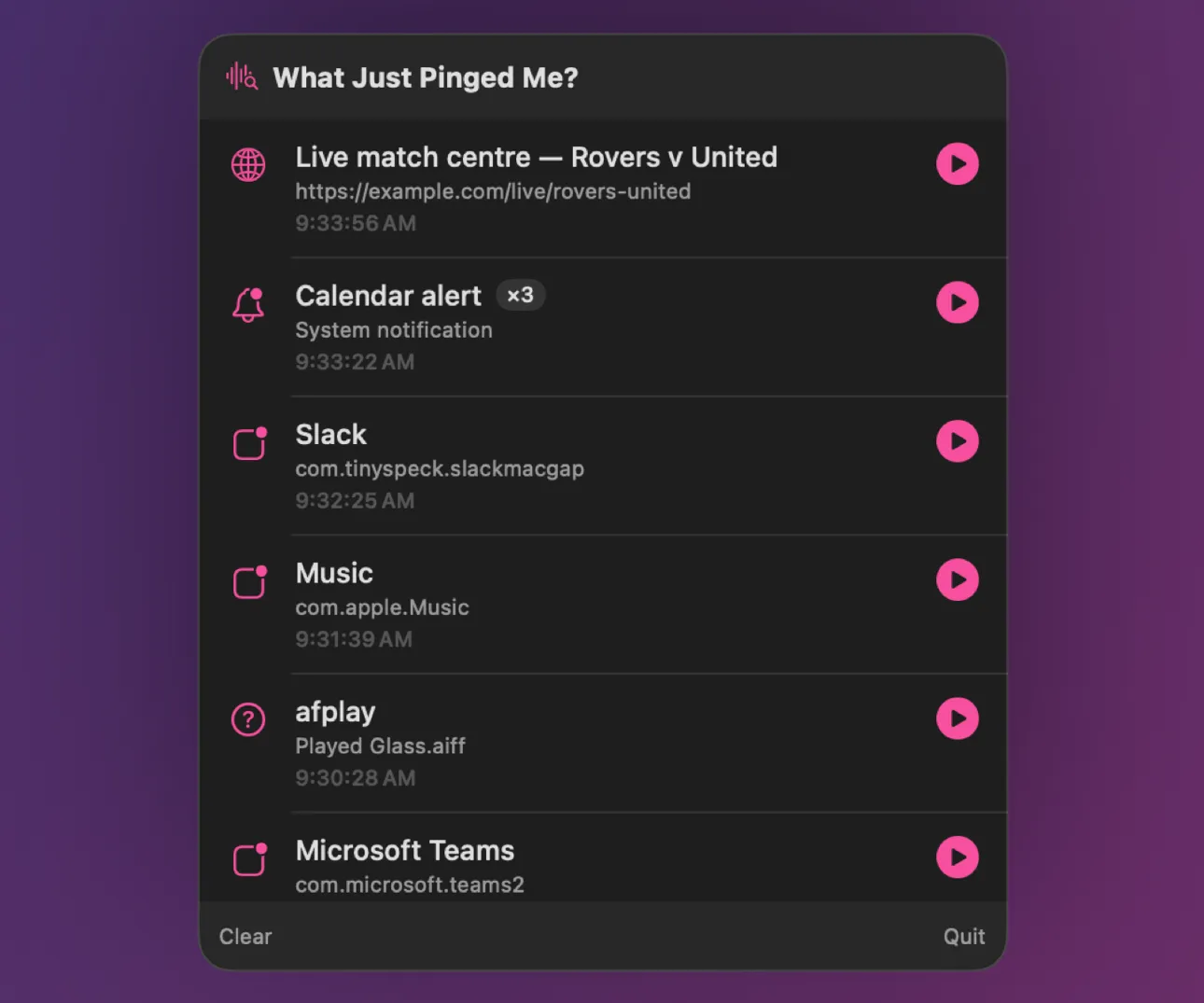 What Just Pinged Me?