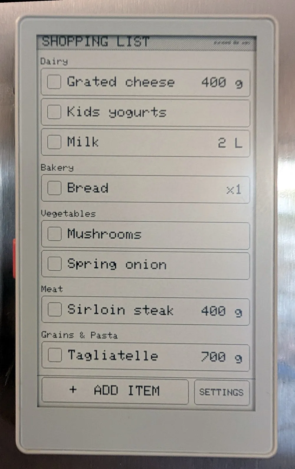 PaperMono Shopping List