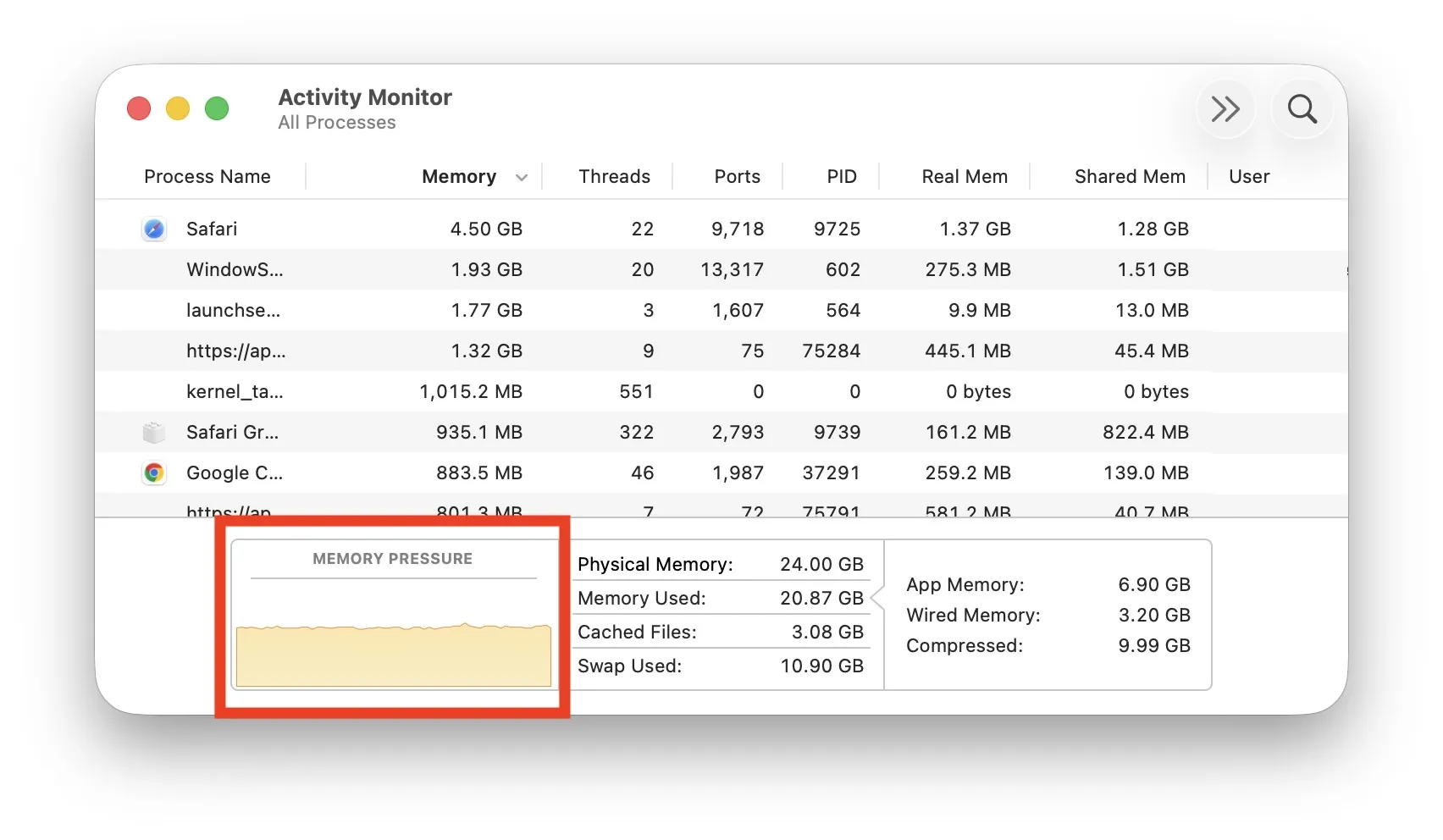 Memory Pressure as a RAM Indicator