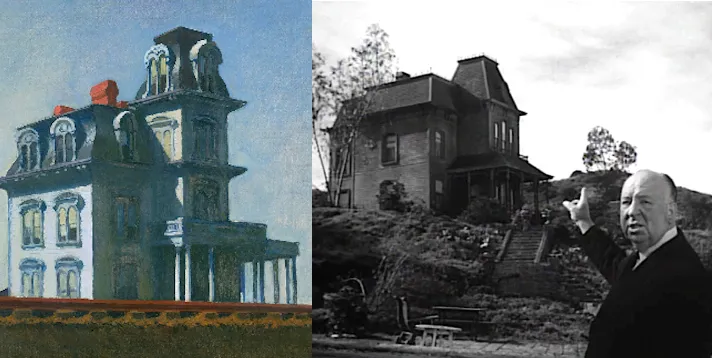 The Hopper painting behind the Psycho house