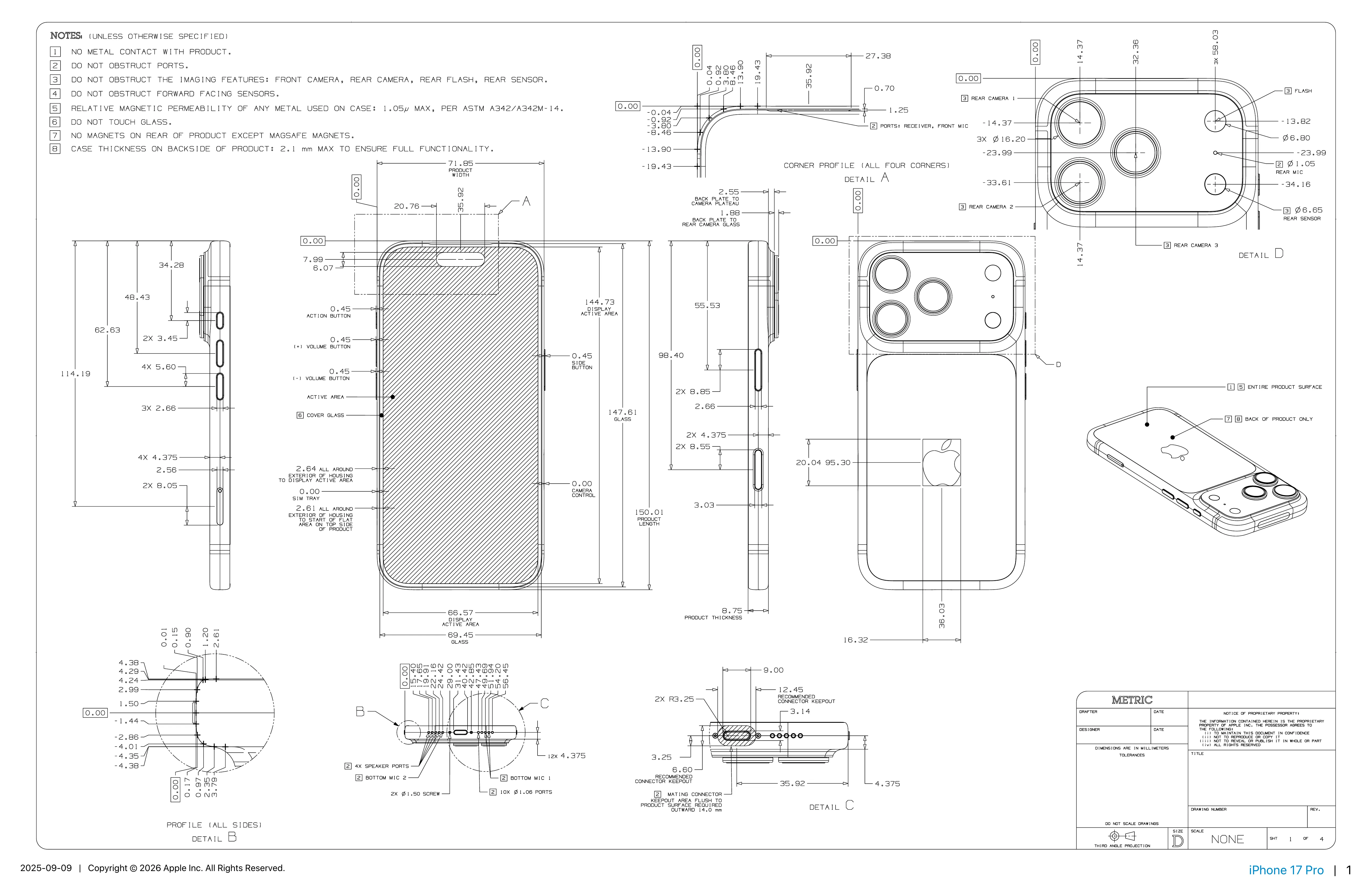 Apple's Dimensional Drawings